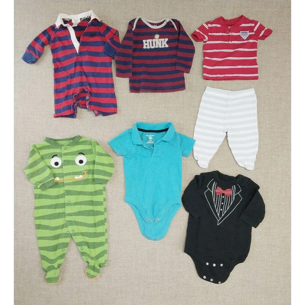 Baby Infant Boy Clothing Bundle Bodysuit Variety Of Colors 24 Pieces Newborn #6